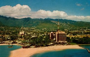 Hawaii Hawaiian Village Hotel Kahanamoku Beach Chrome Postcard 08.85