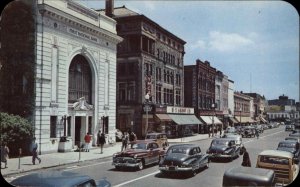 Glens Falls New York NY Classic 1950s Cars Street Scene Vintage Postcard