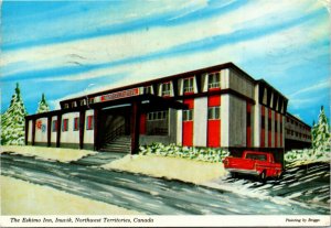 Postcard NT Inuvik The Eskimo Inn Red Truck Most Modern Hotel in Arctic 1976 K55