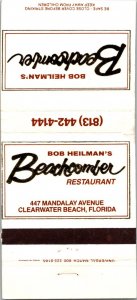 Vintage Matchbook Cover Beachcomber Restaurant Clearwater Beach, Florida MB172