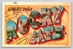 Greetings from the Rocky Mountains Linen Postcard Elmer C. Clark 48270