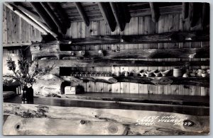 Cross Village Michigan 1940s RPPC Real Photo Postcard Legs Inn Lodge Dinnerware