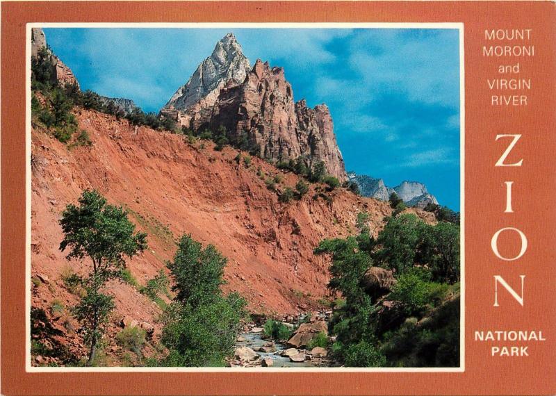 Mt. Moroni & Virgin River Zion National Park Canyon UTAH Postcard