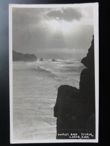 Cornwall: Sunset and Storm, Lands End - Old RP Postcard