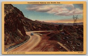 Nevada~View On Transcontinental Hwy Near Boulder Dam~Vintage Linen Postcard
