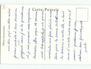 Pre-Chrome christmas signed FOREIGN - FRENCH GIRL AND BOY WITH CUTE DOG k1315