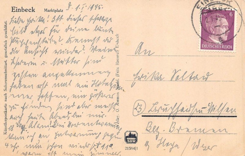 L114 Germany Einbeck 1945 Marktplatz vintage postcard