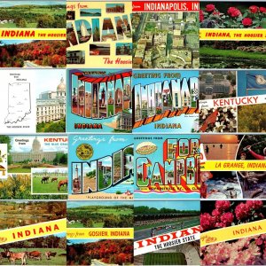 x16 Indiana, Kentucky SET c1960s IN KY State Greetings Chrome PC Lot Vtg A183