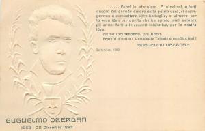 Guglielmo Oberdan irredentist martyr of Italian unification movement emboss face