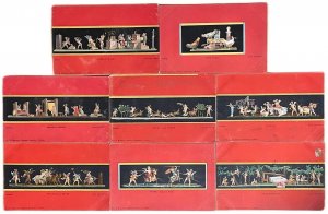 Lot 8 vintage postcards Pompei Casa dei Vettii cherubs allegory Italy