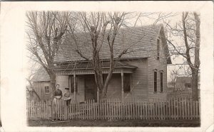 RPPC Edwardian Mother with  Cutest Child on Fence Post c1910 Postcard F23