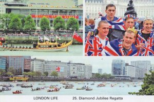 Diamond Jubilee Regatta Boat Race Canal Union Jack London Postcard