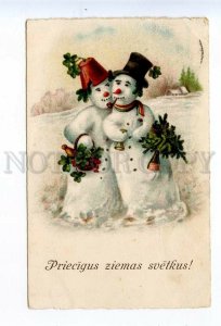 520804 NEW YEAR Smoking SNOWMAN Lovers Vintage postcard
