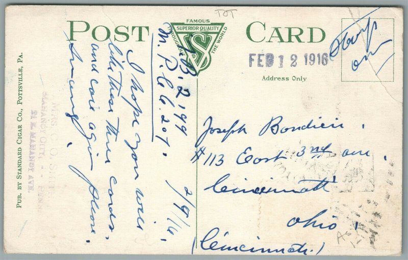 POTTSVILLE PA THOMPSON BUILDING ANTIQUE POSTCARD