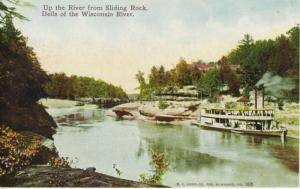 Dells Of The Wisconsin River Sliding Rock Paddle Wheeler Unused Postcard E9