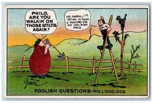 Artist Singed Postcard Humor Mother And Son Foolish Questions c1910's Antique