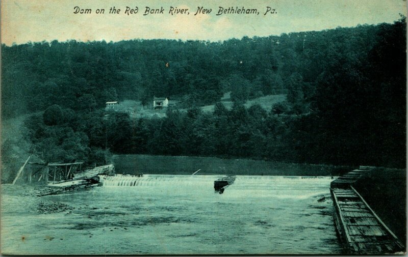Red Bank River Dam New Bethleham Pennsylvania PA 1909 DB Postcard