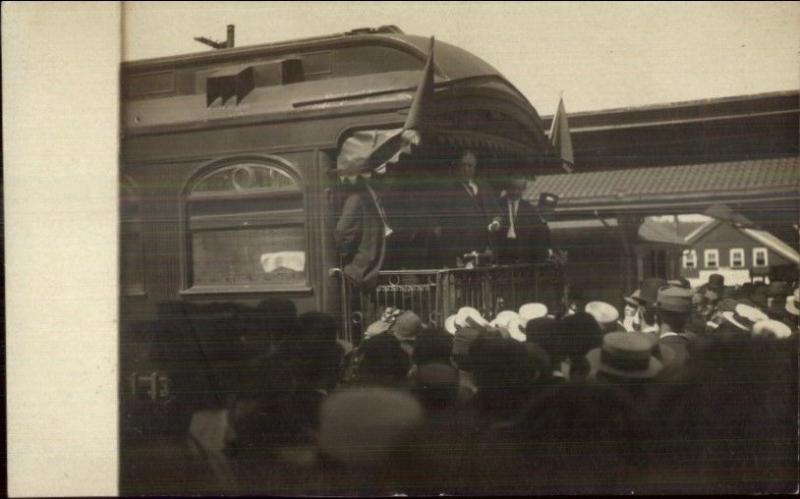 President Taft on RR Train 4th of July Putnam CT c1910 Real Photo Postcard spc