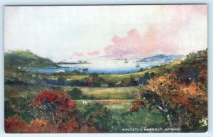 KINGSTON, JAMAICA ~ Tuck Oilette KINGSTON HARBOUR Ships Boats c1910s Postcard