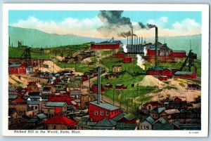 Butte Montana MT Postcard View Of Richest Hill In The World Mines Miners Vintage