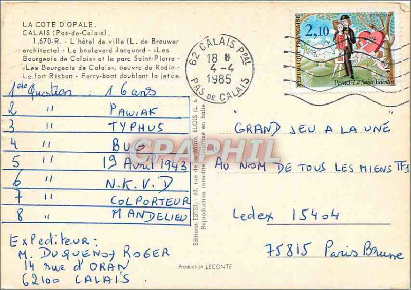 'Modern Postcard La Cote d''Opale Calais (Pas-de-Calais) The City Hall'