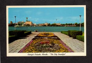 FL City view Orlando Florida Postcard Lake Eola Park Floral Flowers