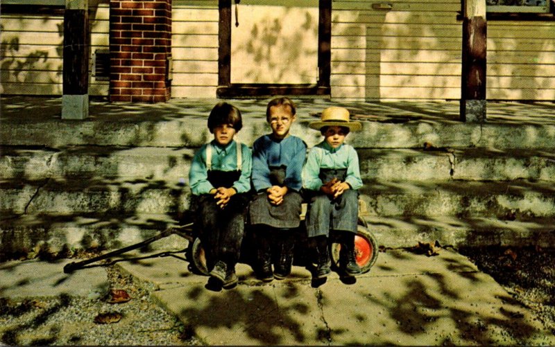 Pennsylvania Amish Country Amish Children In Front Of Their One Room Schoolho...