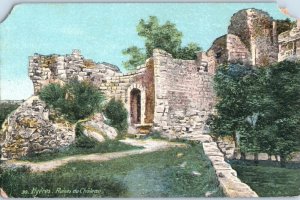 Castle Ruins Hyeres France Postcard