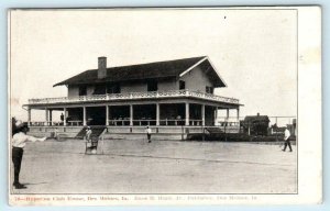 DES MOINES, Iowa IA ~  HYPERION CLUB HOUSE Tennis Courts ca 1910s  Postcard