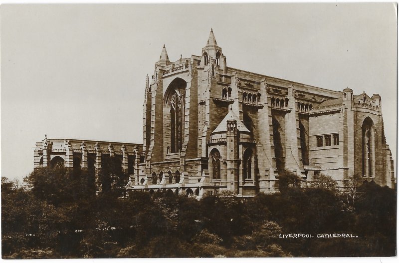 RPPC Liverpool Cathedral on Mt. James Liverpool England United Kingdom