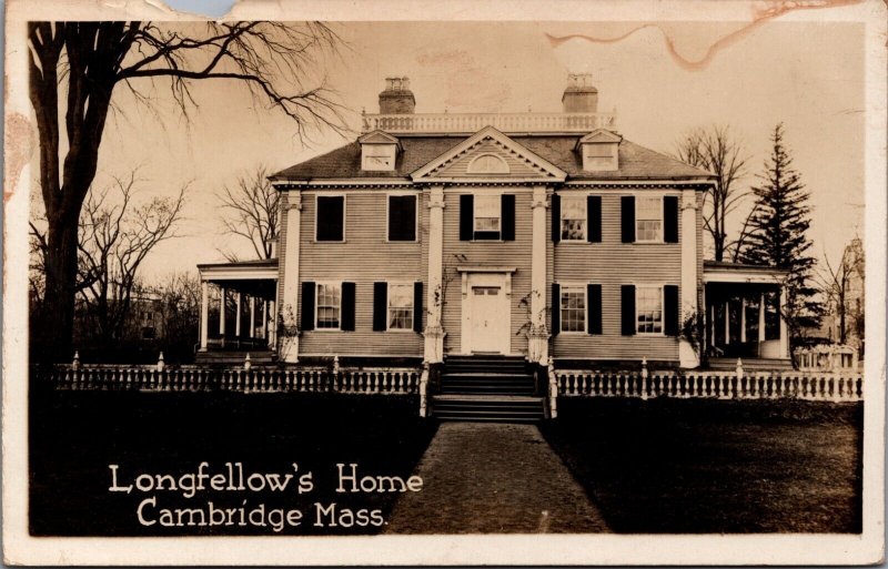 USA Longfellow's Home Cambridge Massachusetts Vintage RPPC C025