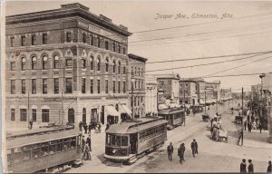 Jasper Avenue Edmonton Alberta AB Streetcar Trolleys Bloom Bros Postcard H58