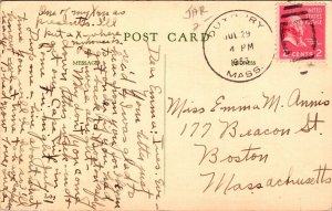 Map Of New England Massachusetts Cities Roads DB Cancel WOB WOF Postcard 