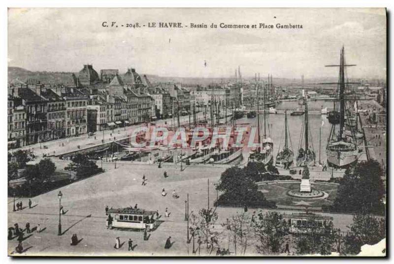 Old Postcard Le Havre Trade And Place Gambetta Charter