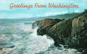 Postcard Greetings From Washington Rugged Coast Line Ocean Breakers