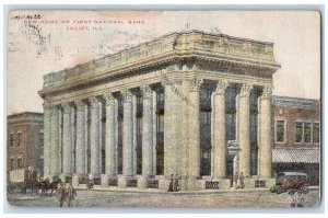 c1910 New-Home of First National Bank Joliet Illinois IL Posted Postcard 