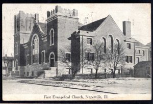 Illinois NAPERVILLE First Evangelical Church pm1915 Divided Back