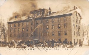H97/ Mt Morris Illinois RPPC Postcard c1910 Old Sandstone Fire Disaster  13