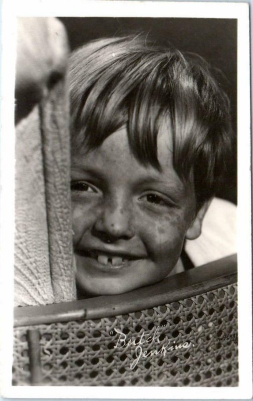 RPPC Child Actor BUTCH JENKINS Movie Star ~ Doris Dudley's Son c1940s Postcard 