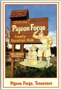 1987 Pigeon Forge Tennessee Family Vacation Hub Smoky Mountain Posted Postcard