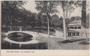 Indiana In Postcard c1910 LAFAYETTE Columbia Park Pavilion Bridge