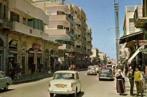 israel palestine GAZA Omar El Mokhtar Street Car Shops 1970s Postcard