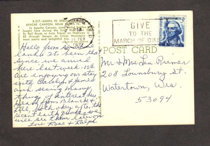 NM Santa Fe Railroad train Streamliner nr Santa Fe New Mexico Postcard