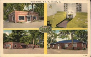 Eulonia Georgia GA Heath Motel Route 17 Multi-View Linen Vintage Postcard