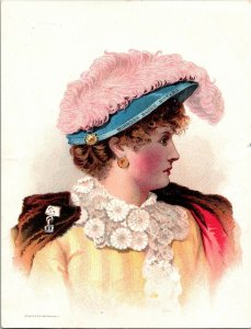 Burdock Blood Bitter's Beautiful Woman In Feathered Hat Victorian Trade Card