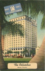 Bayfront Hotel Miami Florida Columbus 1940s Postcard linen Teich roadside 8749