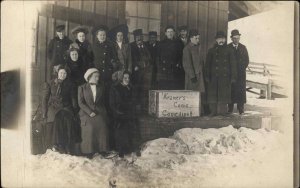 Dickey North Dakota ND People at RR Train Station Depot Real Photo Postcard