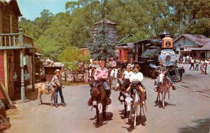 BURRO TRAIN Ghost Town KNOTT'S BERRY FARM Railroad c1950s Vintage Postcard