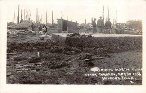 Real Photo Postcard Kenneth Martin Place after Tornado in Milford, Iowa~124863