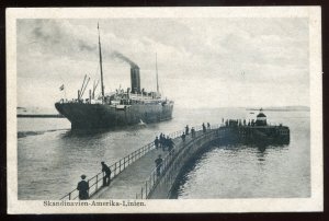 h2351 - Steamer at Boat Landing 1930s Scandinavian America Liner